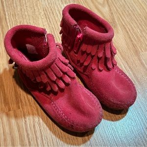 Minnetonka pink booties toddler‎ baby 4